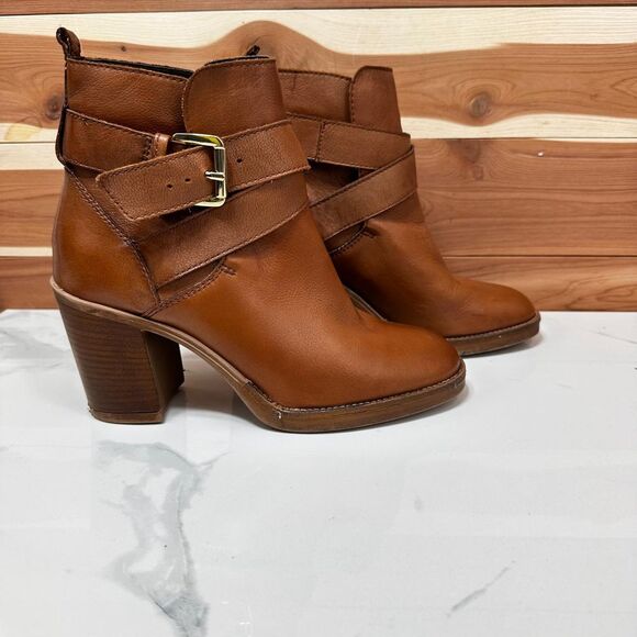 Steve Madden Women's Brown Leather Boots vintage Adjustable size 7 - Picture 3 of 11